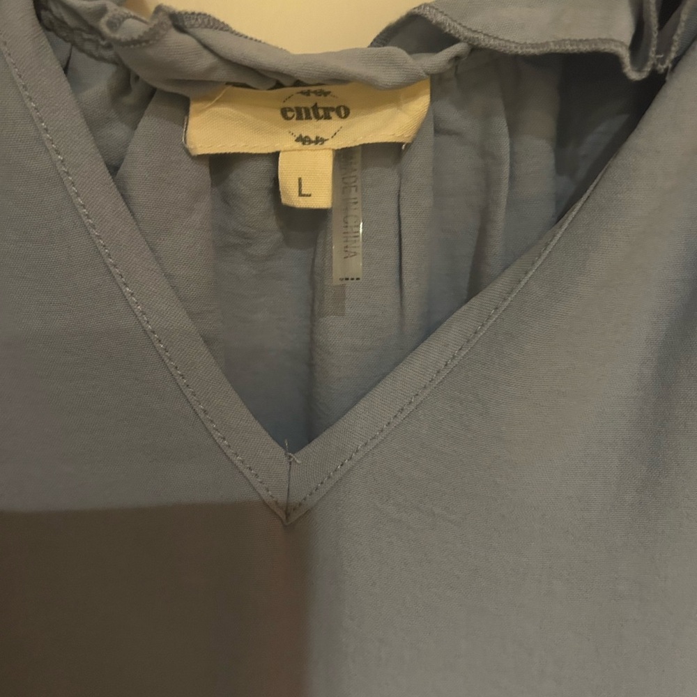 Entro Light Blue Ruffle Blouse - Picture 4 of 4